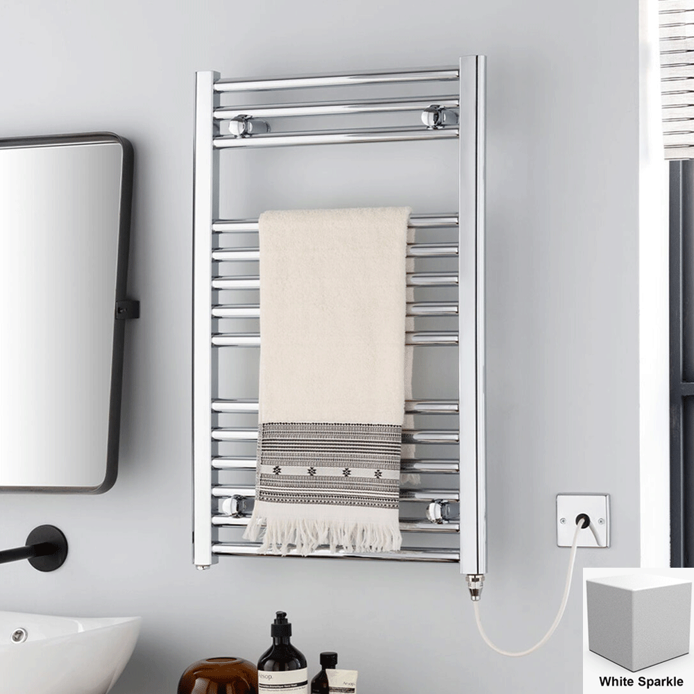 Vogue Focus Ladder Straight Heated Towel Rail 800mm Hx500mm WWhite Sparkle